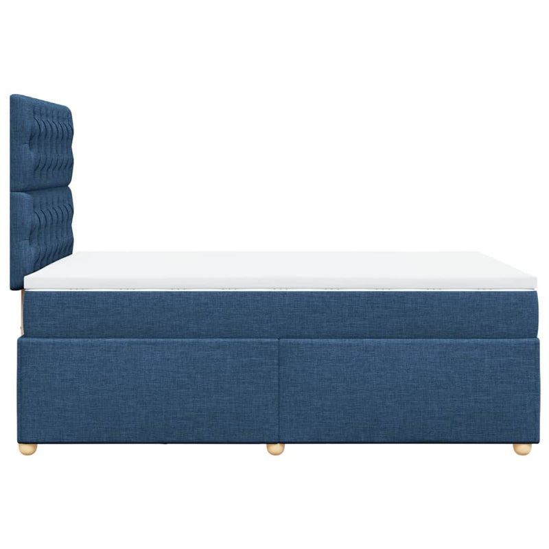 Pat box spring cu saltea, albastru, 120x190 cm, material textil