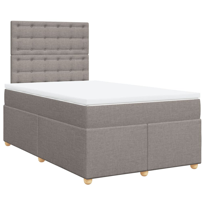 Pat box spring cu saltea, taupe, 120x190 cm material textil
