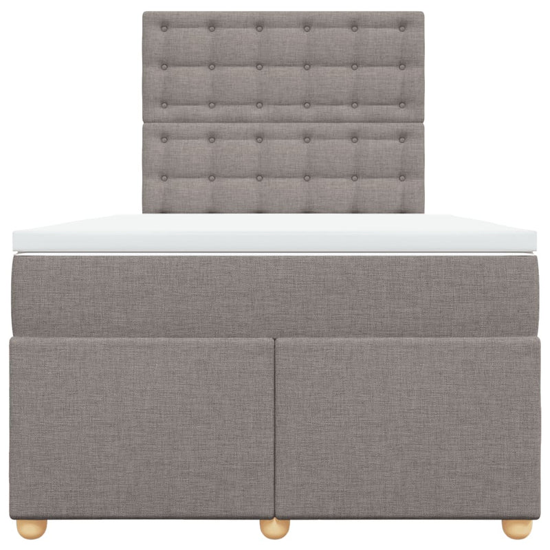 Pat box spring cu saltea, taupe, 120x190 cm material textil