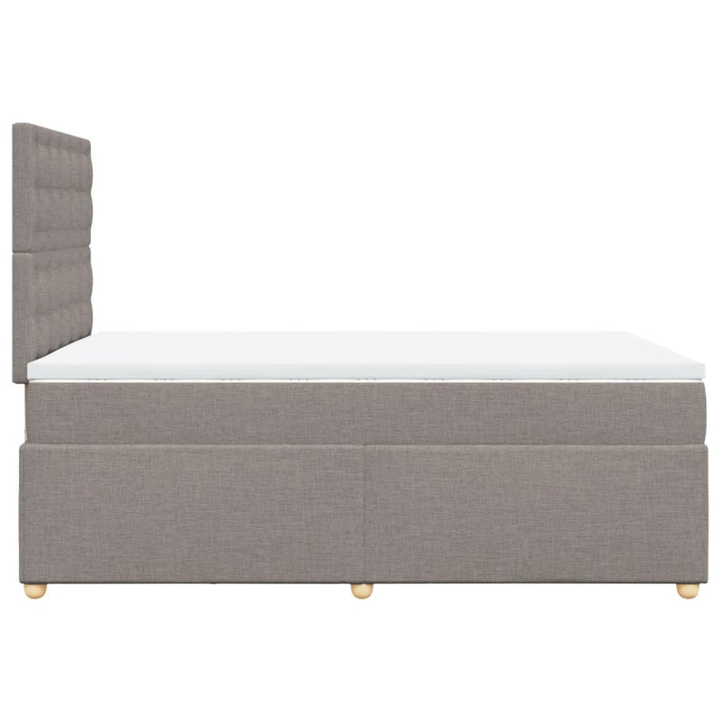 Pat box spring cu saltea, taupe, 120x190 cm material textil