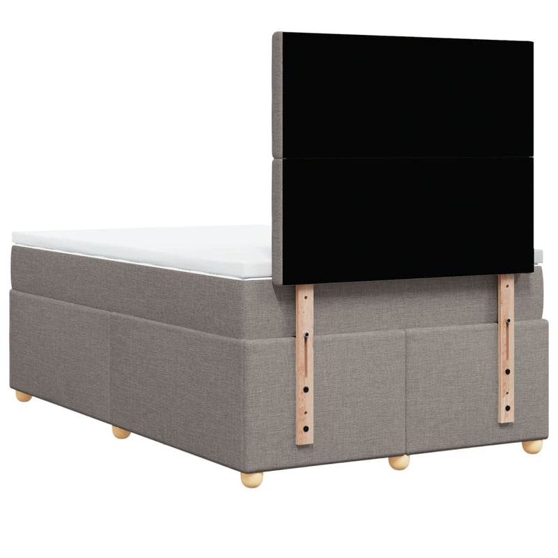 Pat box spring cu saltea, taupe, 120x190 cm material textil
