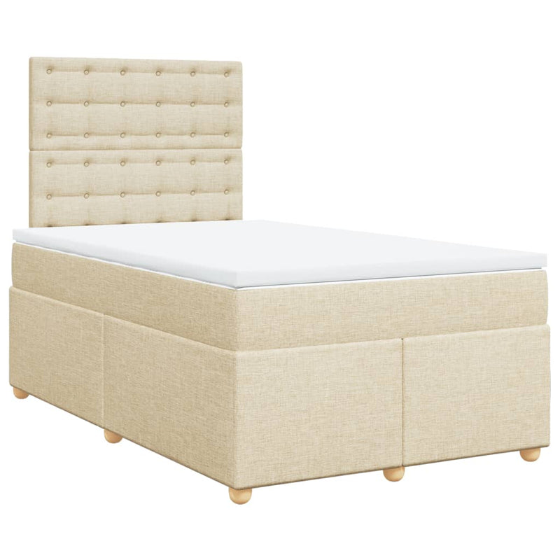 Pat continental cu saltea, crem, 120x190 cm, textil