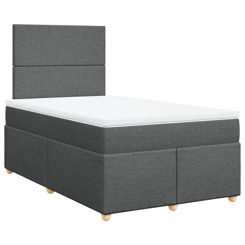 Pat box spring cu saltea, gri închis, 120x200 cm, textil