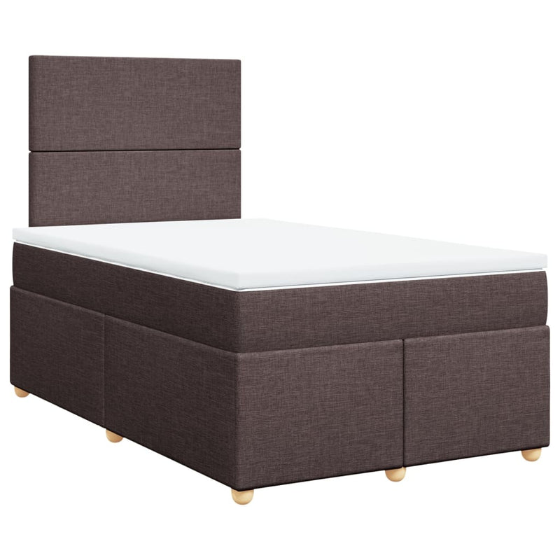 Pat box spring cu saltea, maro închis, 120x200 cm, textil