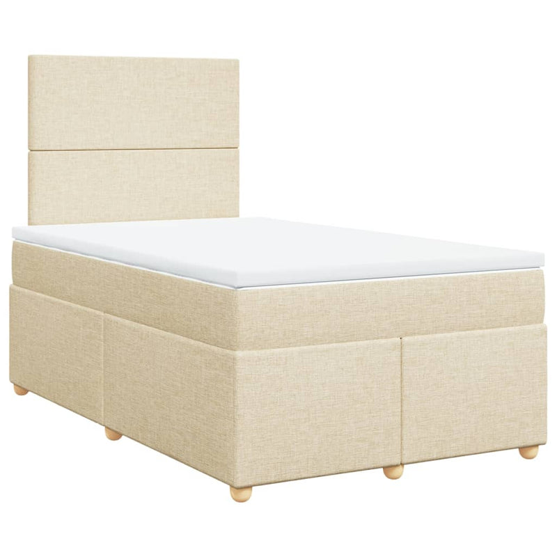 Pat box spring cu saltea, crem, 120x200 cm, textil