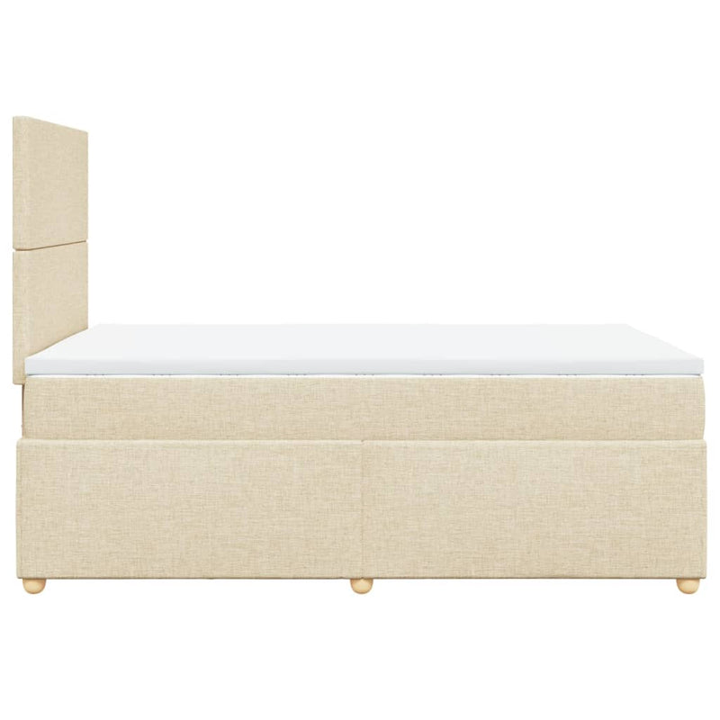 Pat box spring cu saltea, crem, 120x200 cm, textil