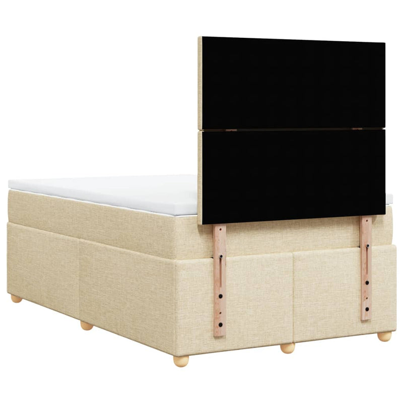 Pat box spring cu saltea, crem, 120x200 cm, textil