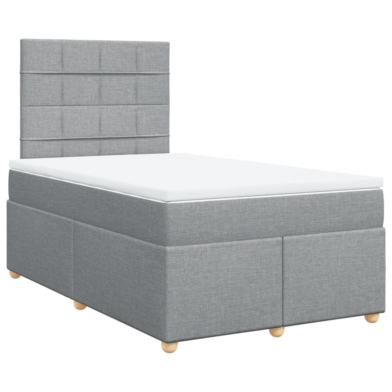 Pat continental cu saltea, gri deschis, 120x200 cm, textil