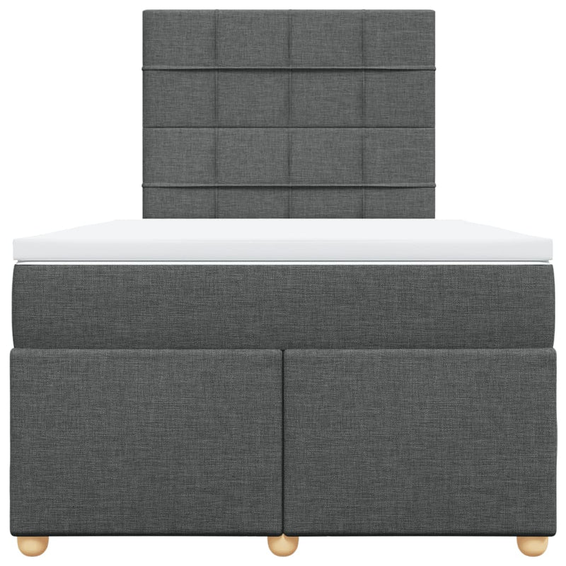 Pat box spring cu saltea, gri închis, 120x200 cm, textil