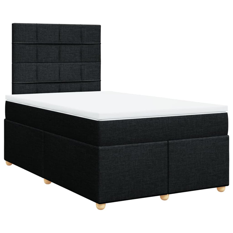 Pat box spring cu saltea, negru, 120x200 cm, textil