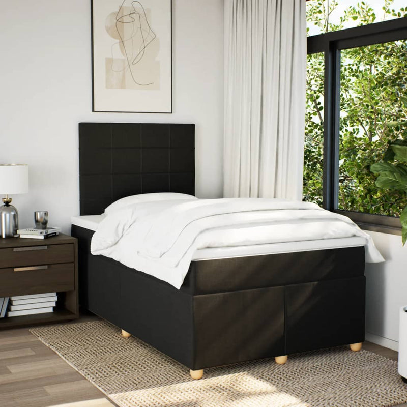 Pat box spring cu saltea, negru, 120x200 cm, textil