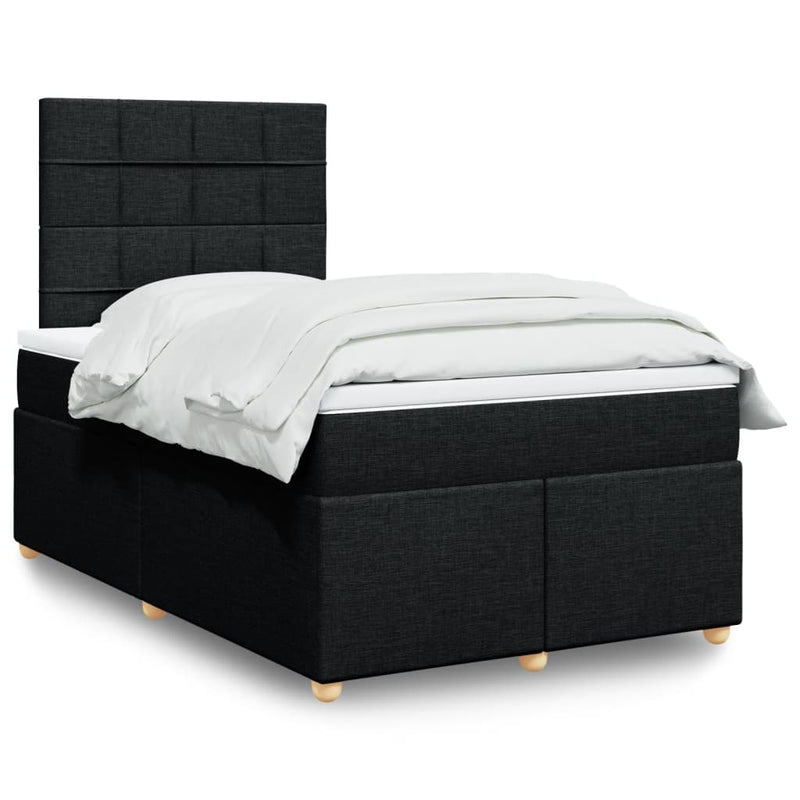 Pat box spring cu saltea, negru, 120x200 cm, textil