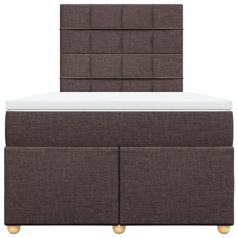 Pat box spring cu saltea, maro închis, 120x200 cm, textil