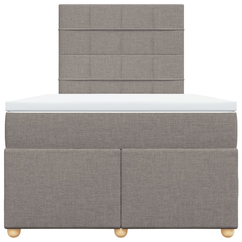 Pat box spring cu saltea, gri taupe, 120x200 cm, textil