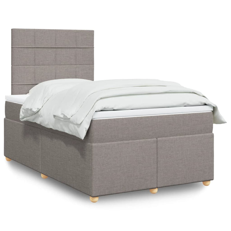 Pat box spring cu saltea, gri taupe, 120x200 cm, textil