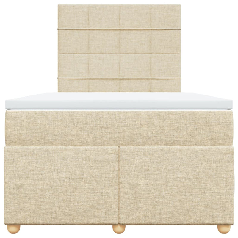 Pat box spring cu saltea, crem, 120x200 cm, textil