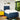 Pat box spring cu saltea, albastru, 120x200 cm, textil
