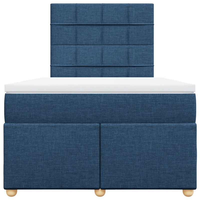 Pat box spring cu saltea, albastru, 120x200 cm, textil