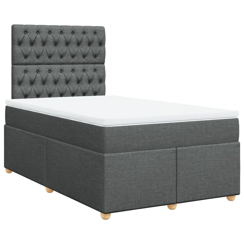 Pat box spring cu saltea, gri închis, 120x200 cm, textil