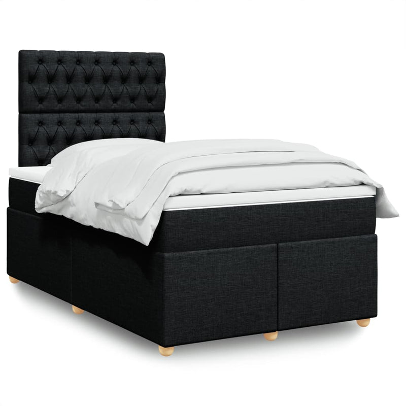 Pat box spring cu saltea, negru, 120x200 cm, textil