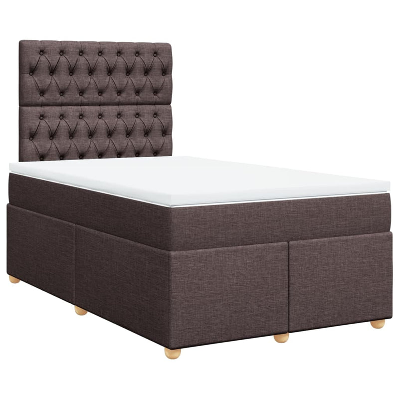 Pat box spring cu saltea, maro închis, 120x200 cm, textil