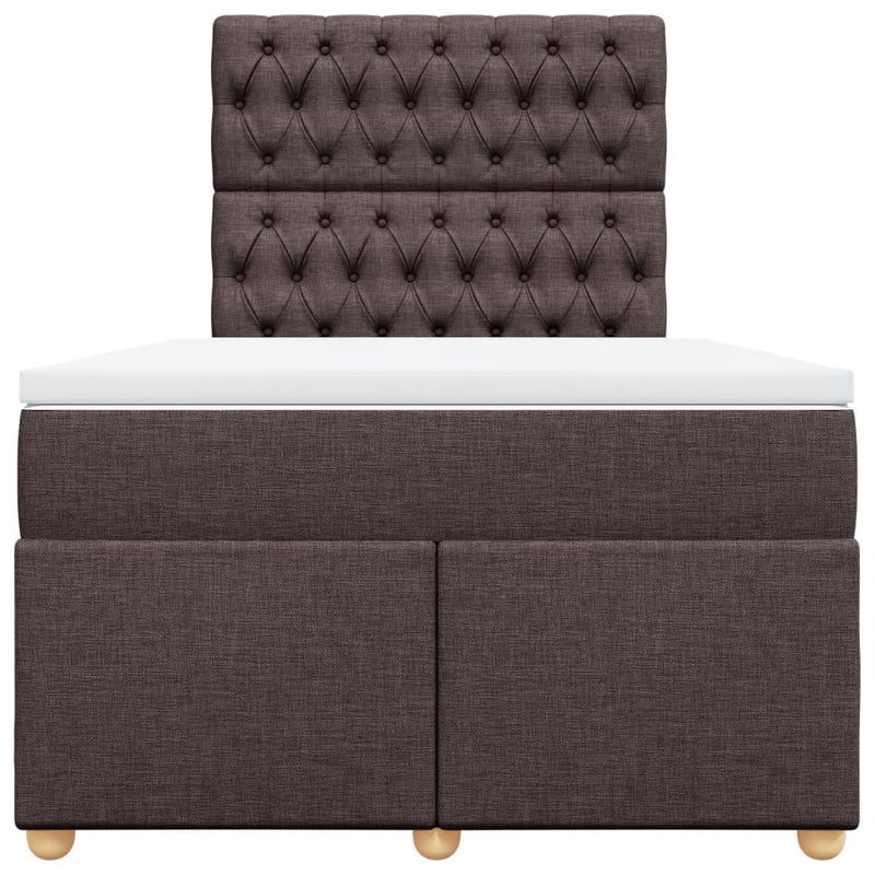 Pat box spring cu saltea, maro închis, 120x200 cm, textil