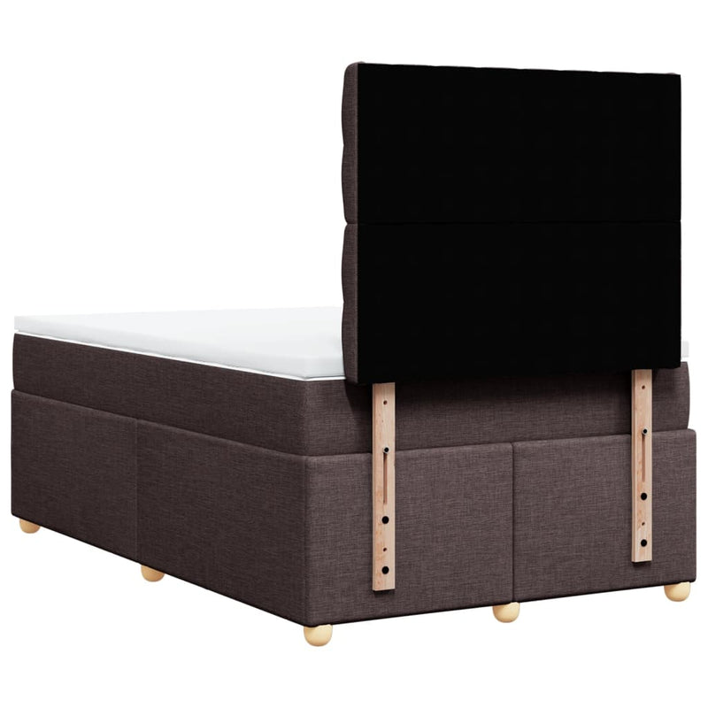 Pat box spring cu saltea, maro închis, 120x200 cm, textil