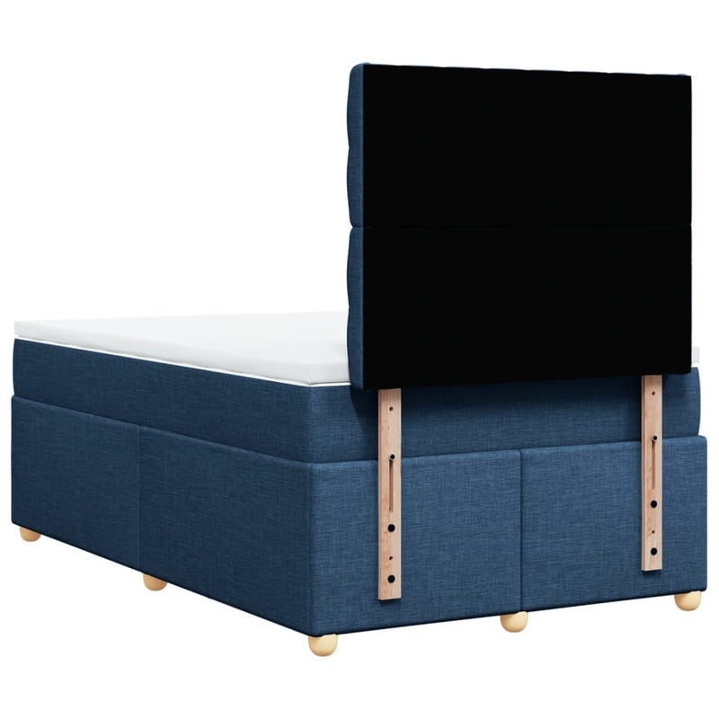 Pat box spring cu saltea, albastru, 120x200 cm, textil