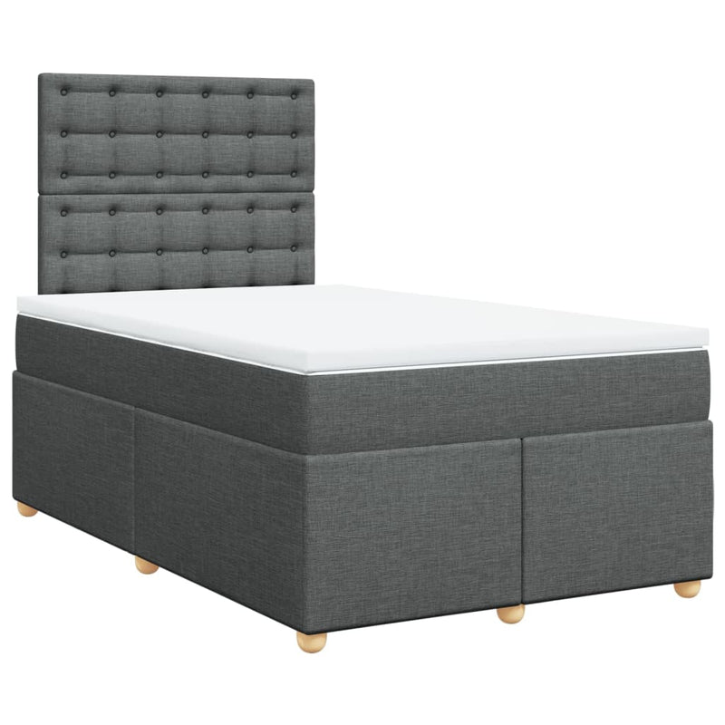 Pat box spring cu saltea, gri închis, 120x200 cm, textil