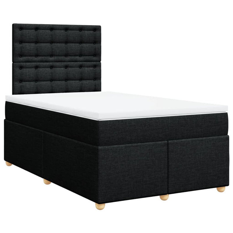 Pat box spring cu saltea, negru, 120x200 cm, textil
