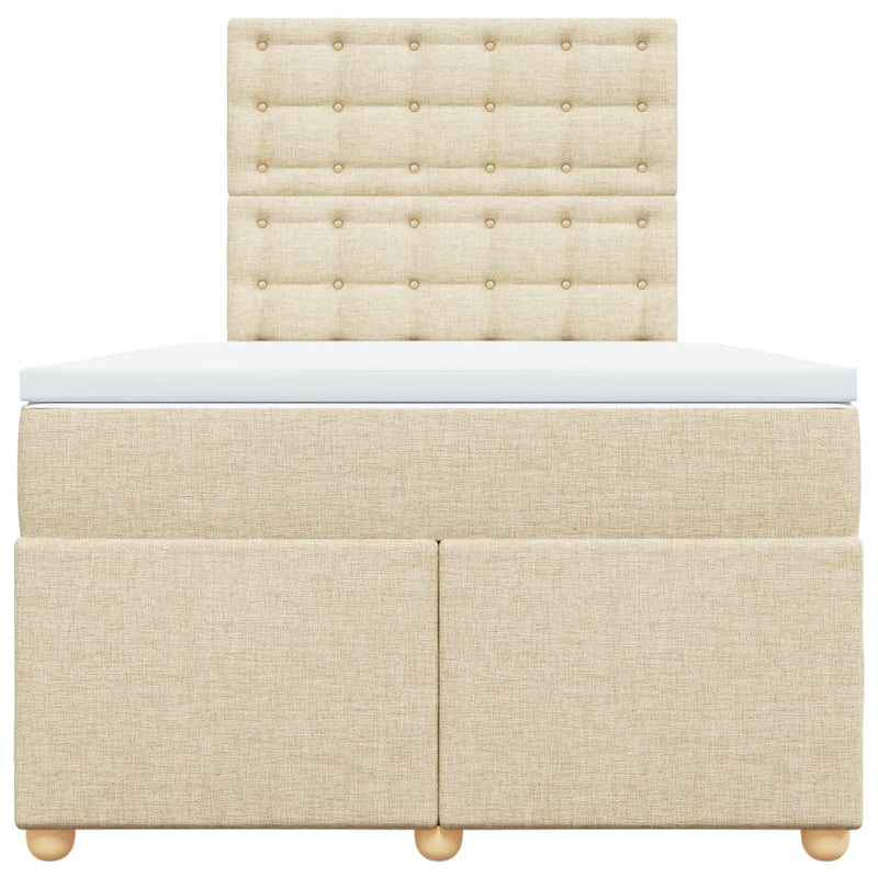 Pat box spring cu saltea, crem, 120x200 cm, textil
