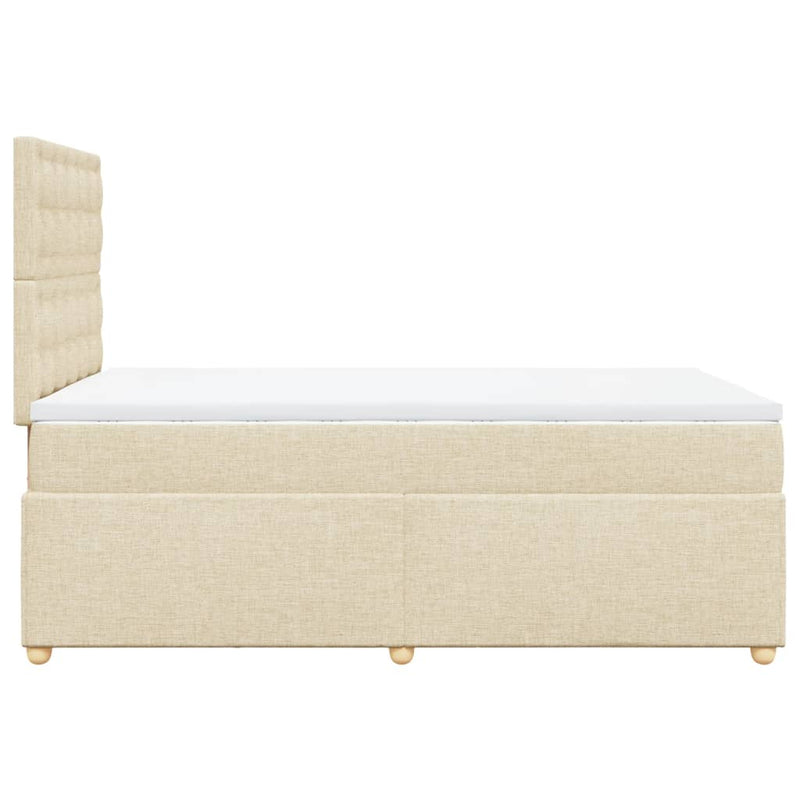 Pat box spring cu saltea, crem, 120x200 cm, textil