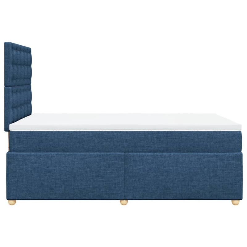 Pat box spring cu saltea, albastru, 120x200 cm, textil