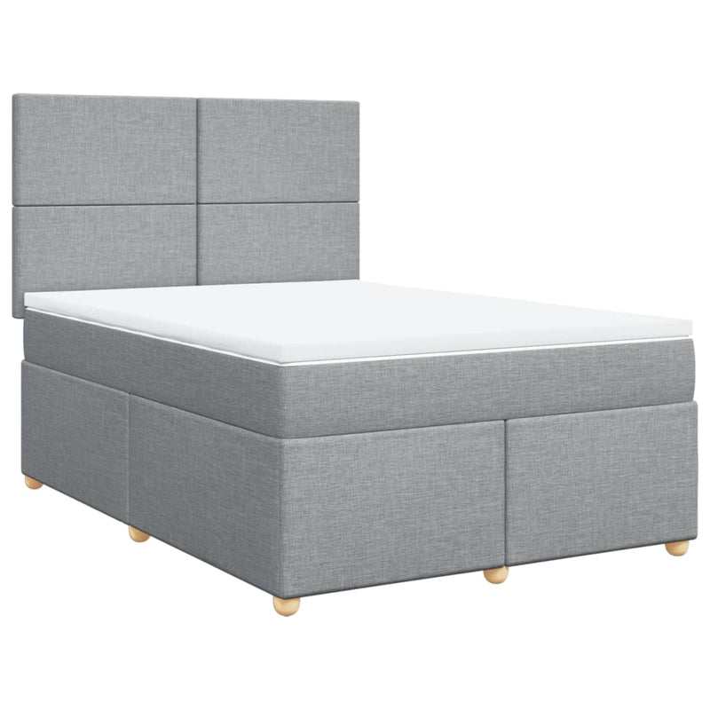 Pat box spring cu saltea, gri deschis, 140x190 cm, textil