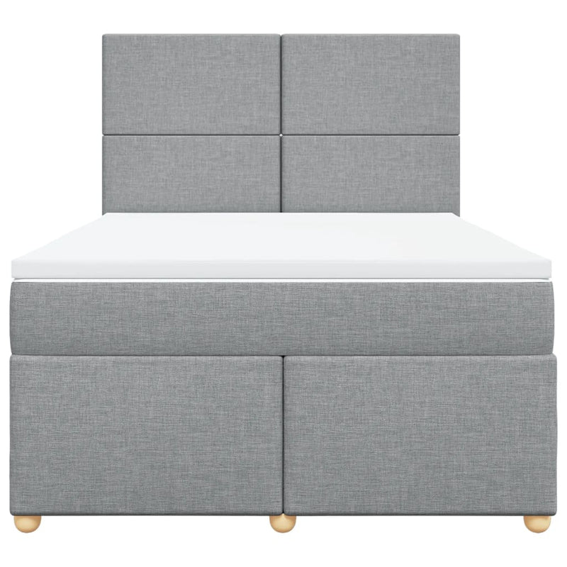 Pat box spring cu saltea, gri deschis, 140x190 cm, textil