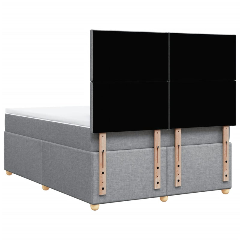 Pat box spring cu saltea, gri deschis, 140x190 cm, textil