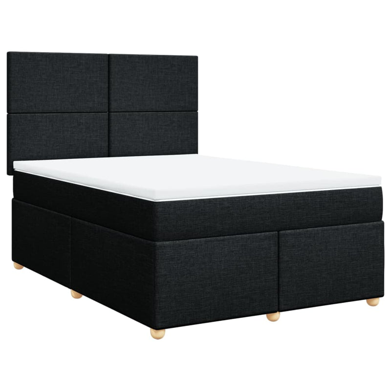 Pat box spring cu saltea, negru, 140x190 cm, textil