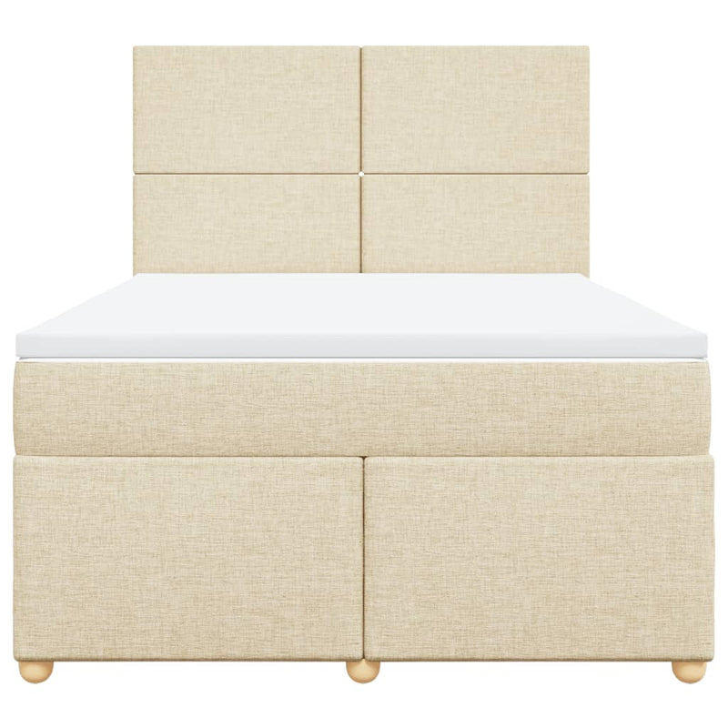 Pat box spring cu saltea, crem, 140x200 cm, textil