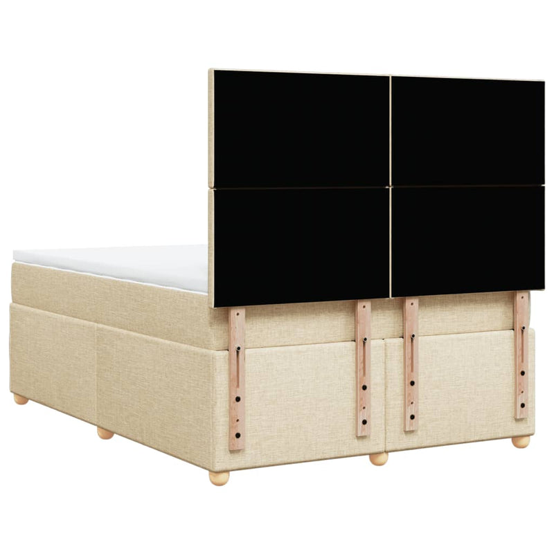 Pat box spring cu saltea, crem, 140x200 cm, textil