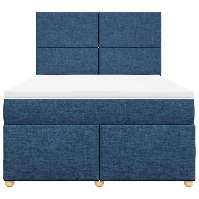 Pat box spring cu saltea, albastru, 140x200 cm, textil