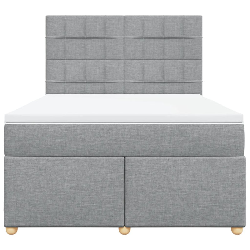 Pat box spring cu saltea, gri deschis, 140x190 cm, textil