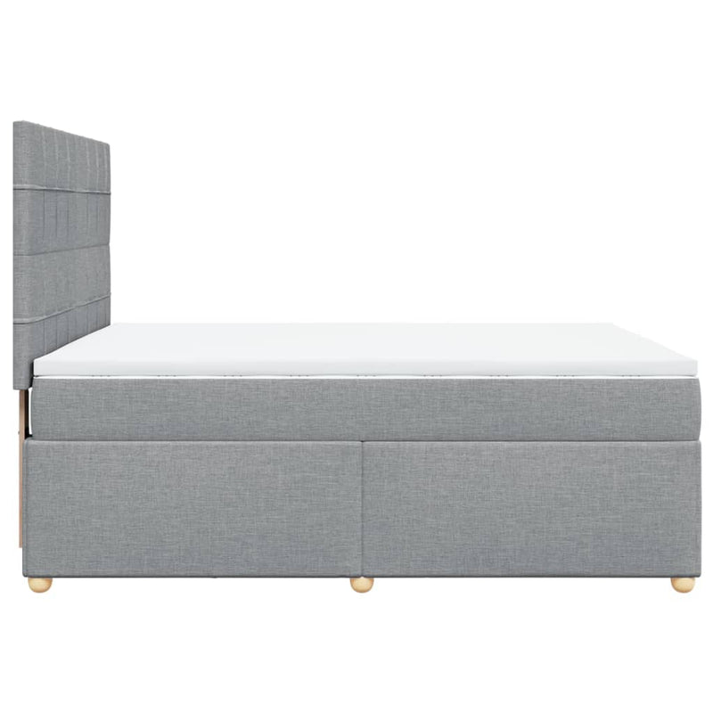 Pat box spring cu saltea, gri deschis, 140x190 cm, textil