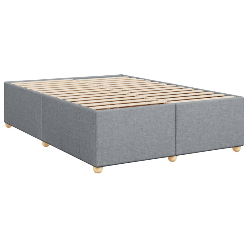 Pat box spring cu saltea, gri deschis, 140x190 cm, textil