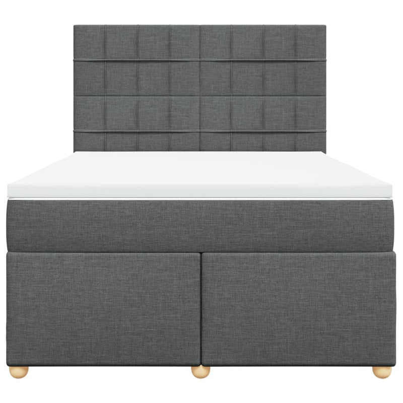 Pat box spring cu saltea, gri închis, 140x190 cm, textil
