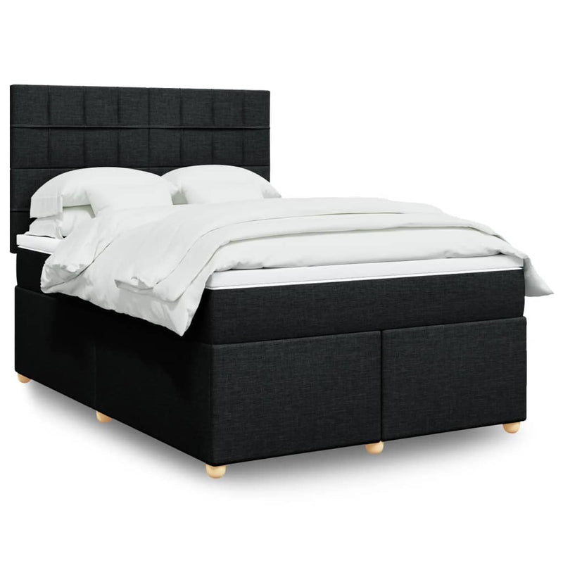 Pat box spring cu saltea, negru, 140x190 cm, textil