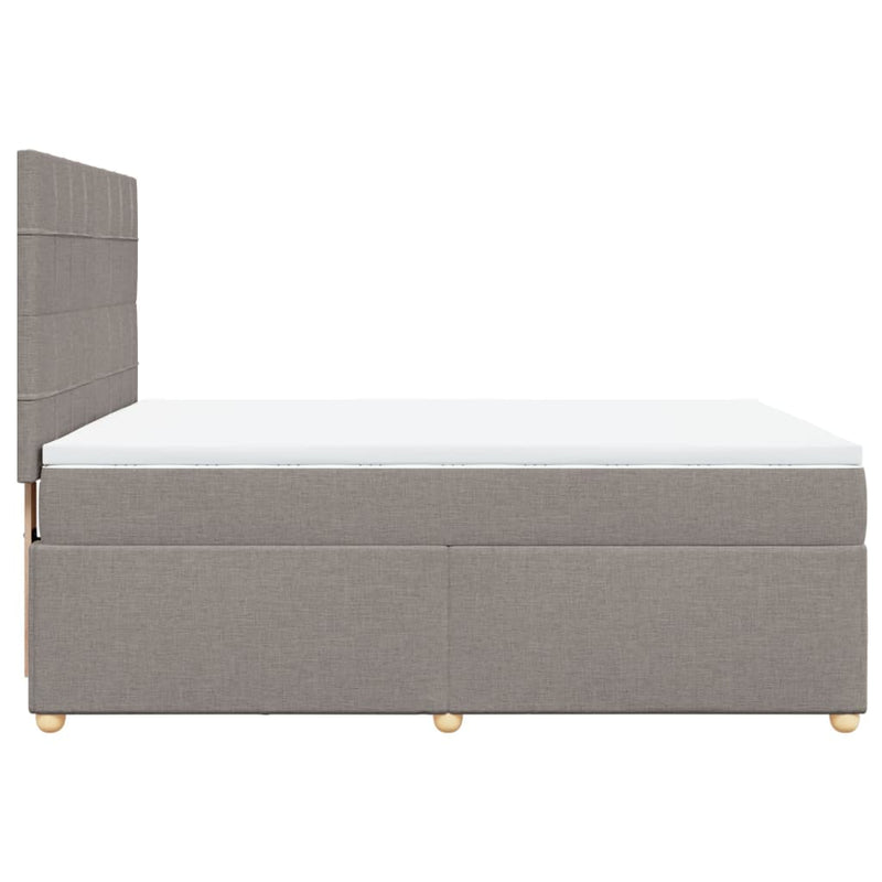 Pat box spring cu saltea, gri taupe, 140x200 cm, textil