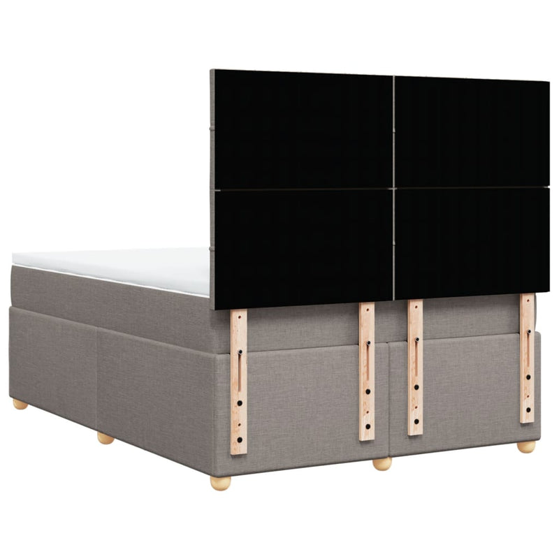 Pat box spring cu saltea, gri taupe, 140x200 cm, textil
