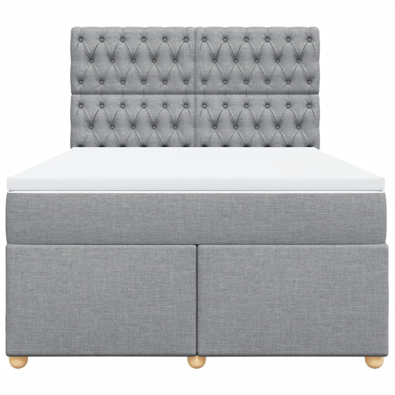 Pat box spring cu saltea, gri deschis, 140x190 cm, textil