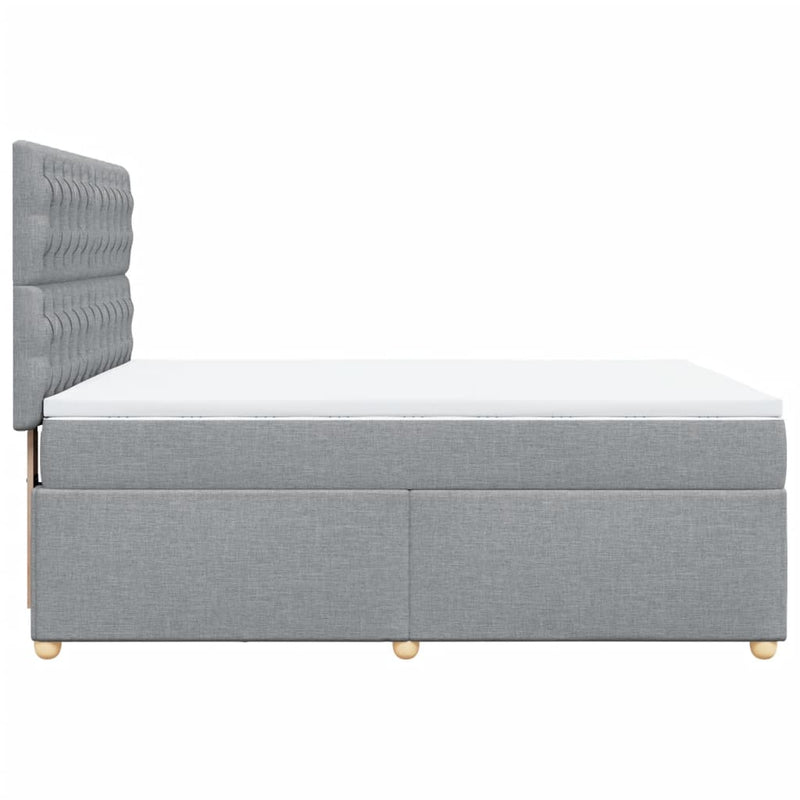 Pat box spring cu saltea, gri deschis, 140x190 cm, textil