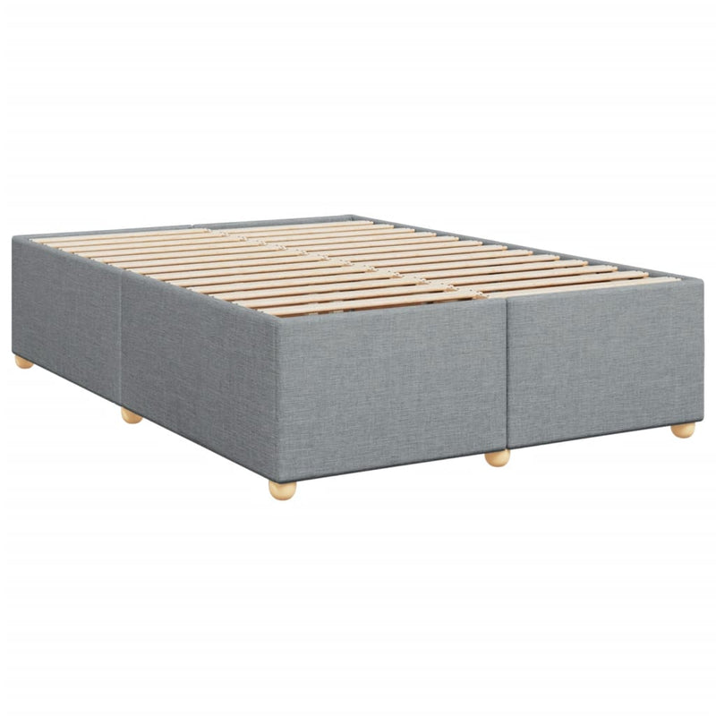 Pat box spring cu saltea, gri deschis, 140x190 cm, textil